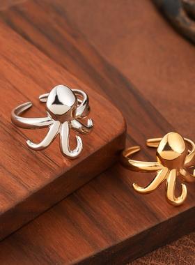 章鱼造型不锈钢开口戒指