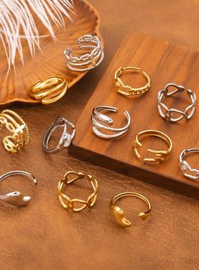 钛钢复古链条可调戒指女