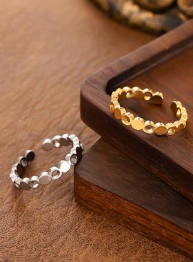 欧美镂空镀金轻奢不锈钢戒指