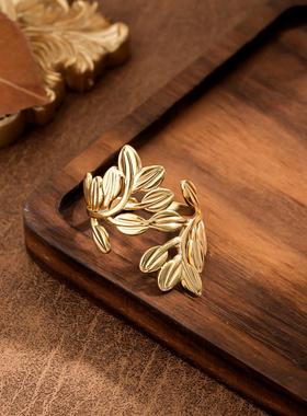 不锈钢镀金几何开口戒指