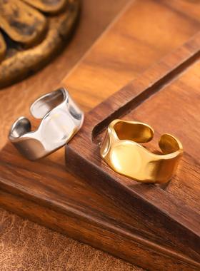 欧美不锈钢不规则设计感戒指