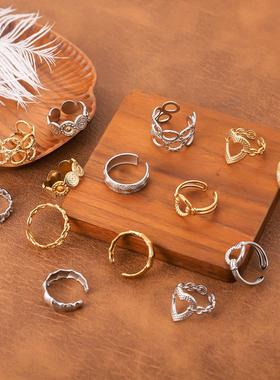 欧美风几何不锈钢开口戒指