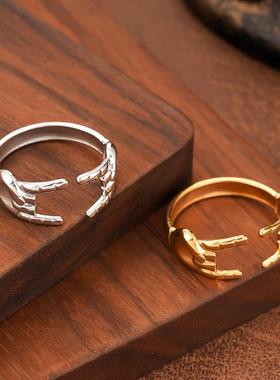 复古嘻哈摇滚风可调戒指