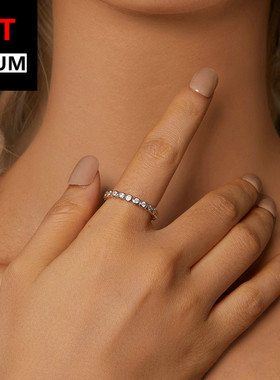 百搭跨境爆款闪耀莫桑石排列戒指s925纯银镀白金指环饰品手饰女