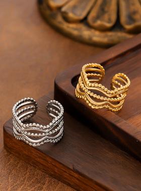 不掉色不锈钢设计感戒指