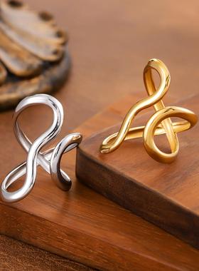 简约风18K镀金开口指环