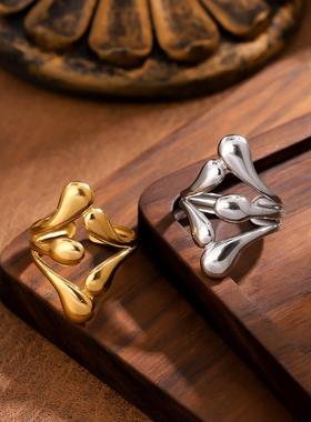 钛钢不规则开口轻奢戒指