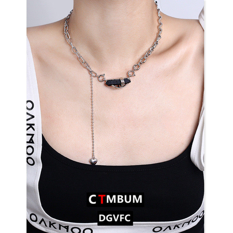 爱心吊坠项链女个性可拆卸暗黑毛衣链饰品秋冬一款多戴饰品高级感