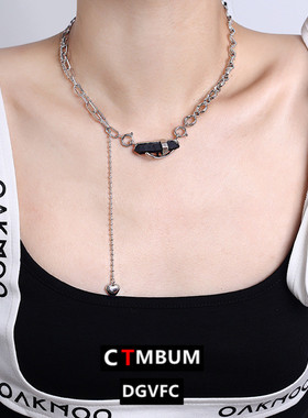 爱心吊坠项链女个性可拆卸暗黑毛