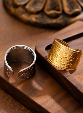 简约几何开口镀金戒指女