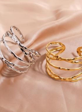 欧美流行半圆镂空C型手镯