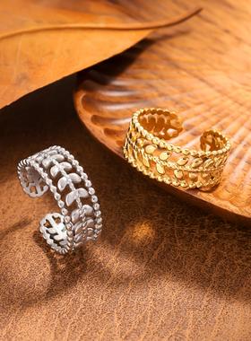 钛钢不掉色设计感开口戒指