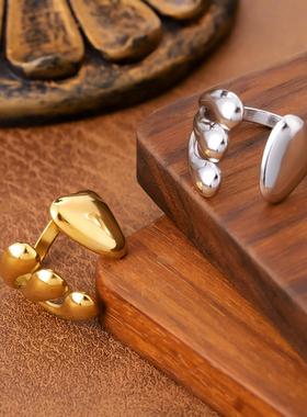 水滴开口不对称镀金戒指