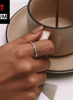 新品精致玫瑰花戒指s925纯银指环