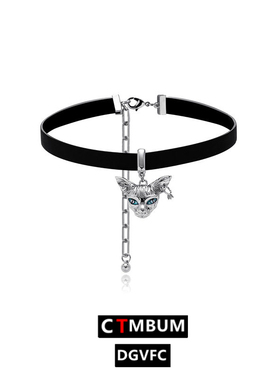 猫咪皮革项链批发辣妹小众设计感