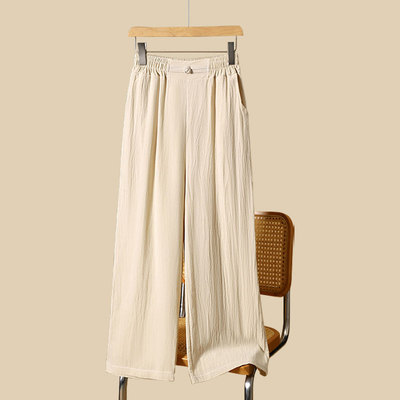 夏季新款休闲显瘦棉麻阔腿裤女