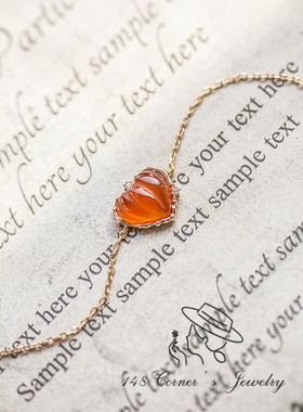 手链925银复古玛瑙爱心