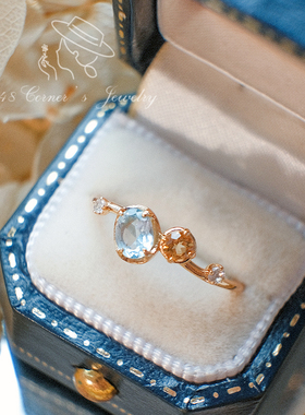 海盐冰柠水日系天然托帕石戒指