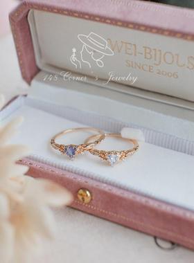 坦桑石月光石戒指925银菱形日系