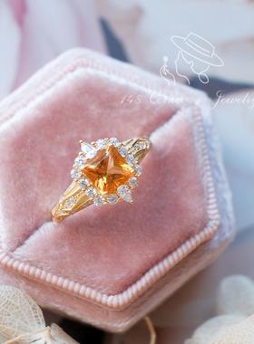 925银法式复古黄水晶戒指