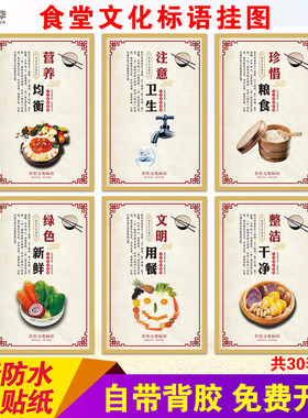 食堂文化宣传防水贴纸免费开票