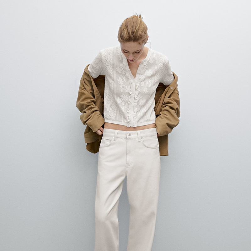 春夏法式浪漫白色蕾丝针织开襟