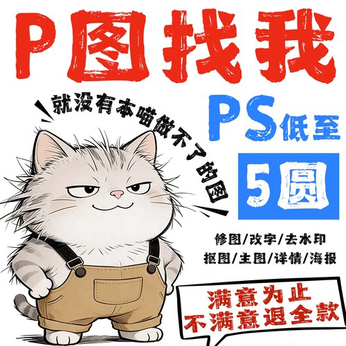 ps修图专业图片处理PDF无痕修改文字去水印抠图批照片精修在线p图