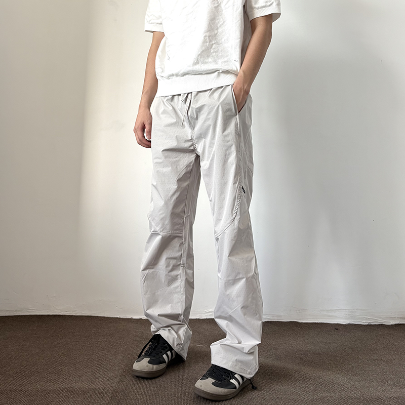 soxiox夏季户外速干裤男女直筒抽绳登山裤透气轻薄款美式高街裤子