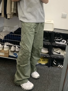 soxiox古着vintage工装牛仔裤男宽松多口袋美式复古潮牌痞帅裤子