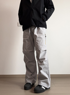 soxiox秋冬美式防风伞兵裤男女加绒加厚软壳裤防泼水登山冲锋裤子