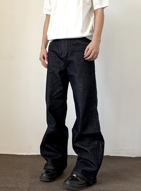 soxiox夏季原色牛仔裤男女2021m版型宽松美式复古cleanfit裤子潮