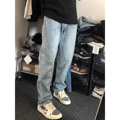 soxiox干净百搭直筒牛仔裤