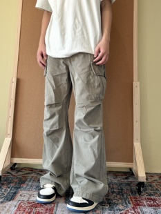 soxiox美式做旧牛仔工装裤男秋季cleanfit多口袋vintage美式裤子