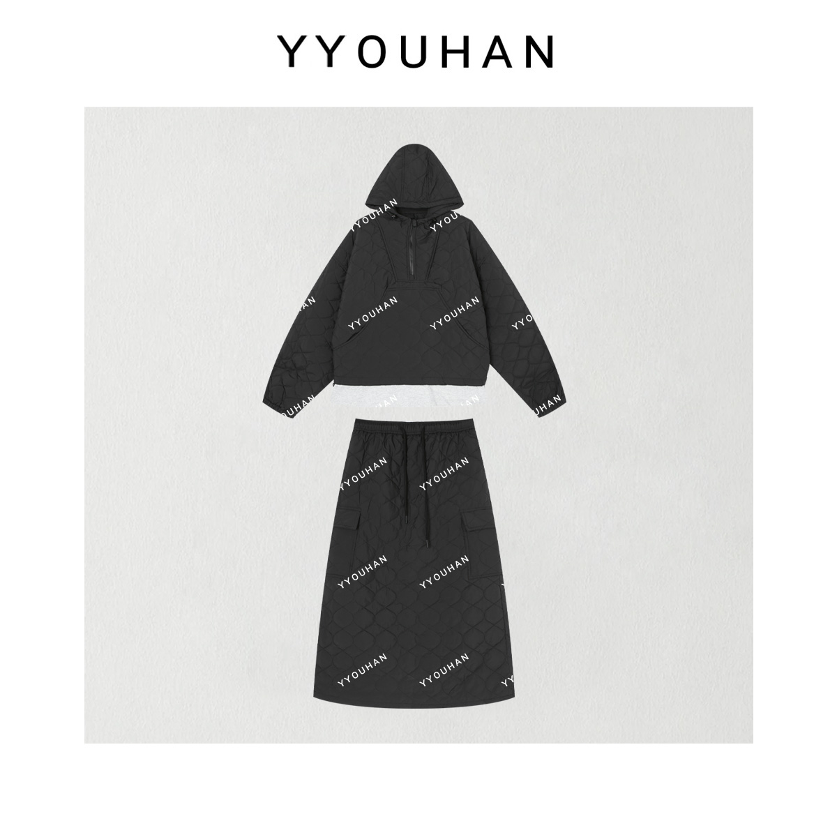 月月2025秋冬新款【满怀】显瘦百搭连帽卫衣棉裙两件套 2510C7067