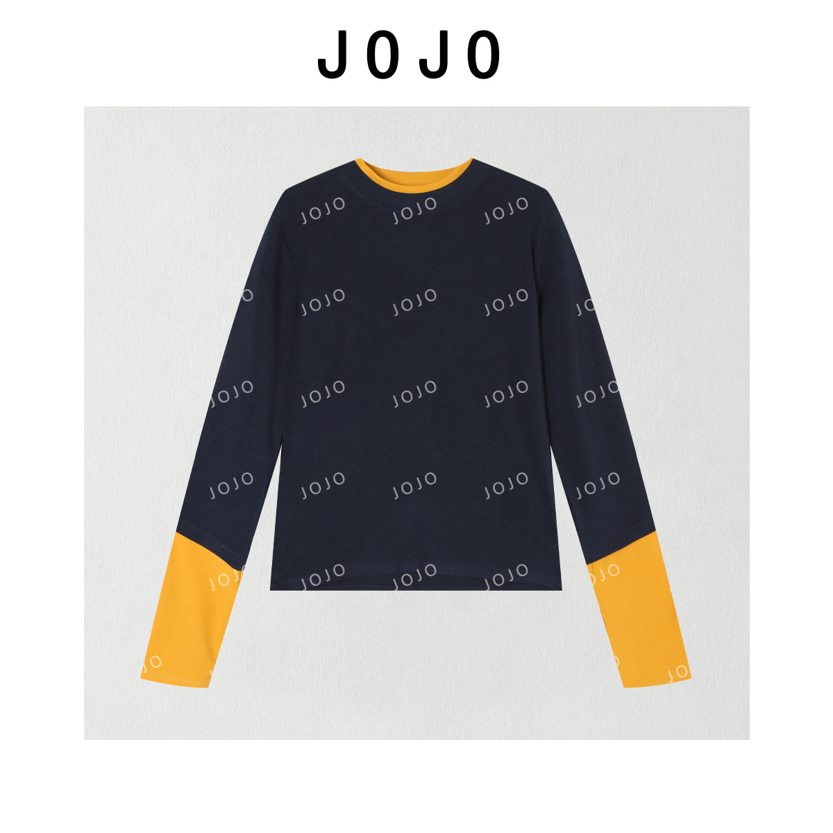 玖了个玖 2025早秋新款高级感撞色长袖时尚百搭打底T恤 2509C5367