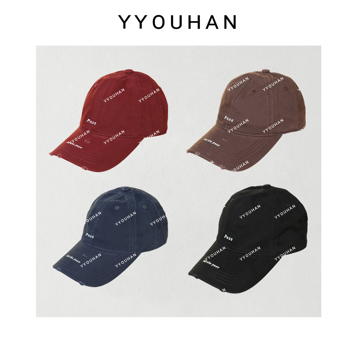 YYOUHAN 2025新款小众设计刺绣字母百搭贝雷帽休闲帽 2508C4257