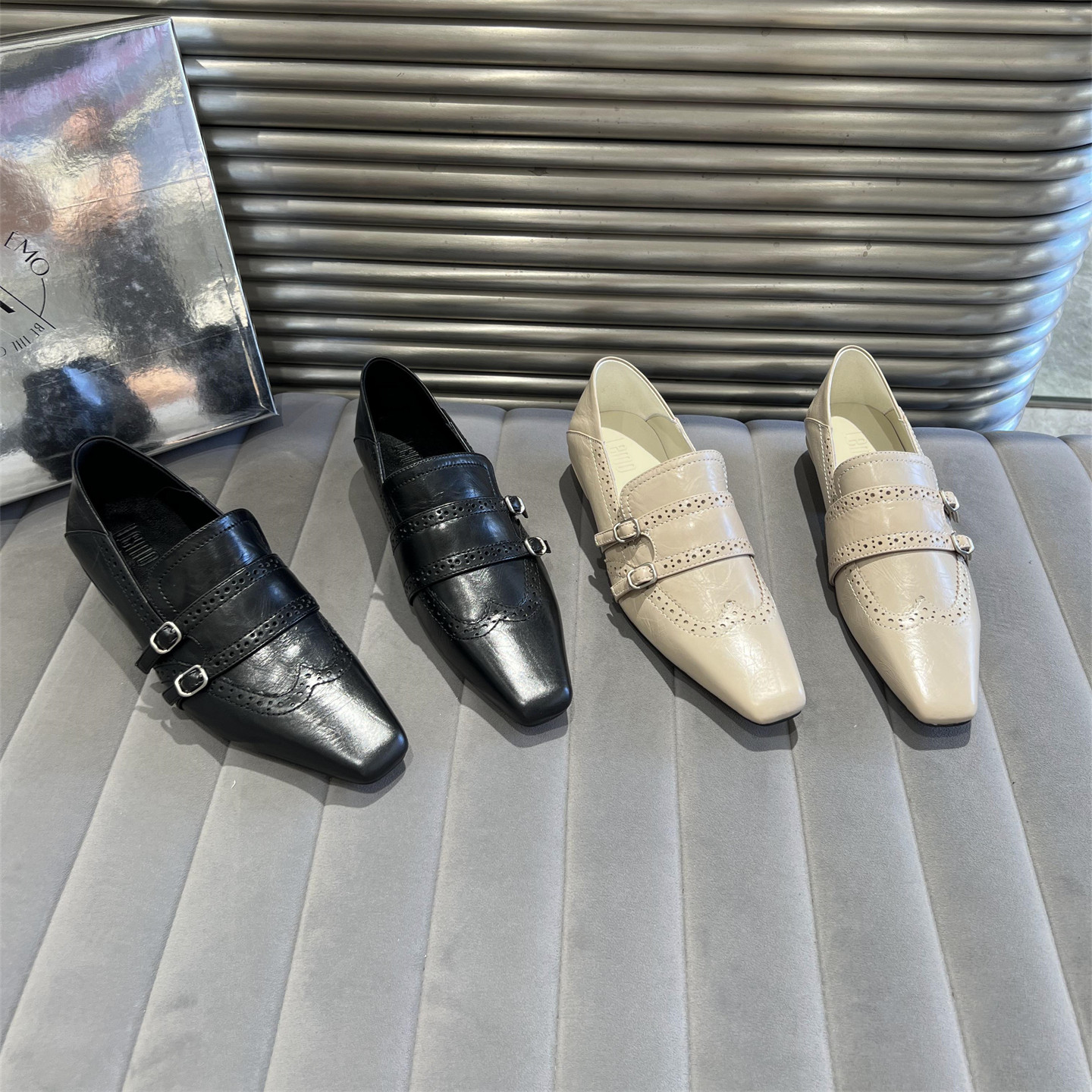 乐魔真皮扣带英伦风乐福鞋单鞋潮