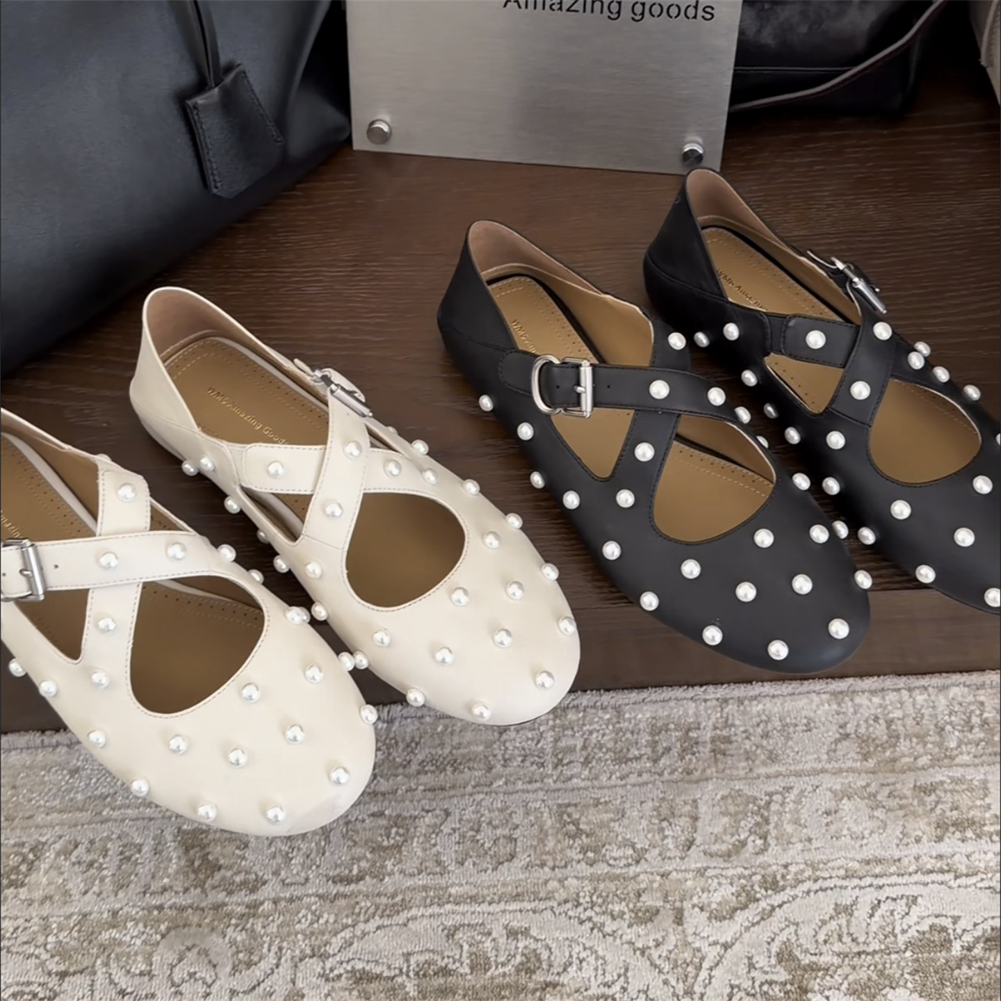 WM6女鞋2026春新款欧货真皮铆钉交叉带低跟平底浅口单鞋玛丽珍鞋,女鞋,玛丽珍鞋,淘宝优惠券,粉丝福利购,淘宝优惠卷