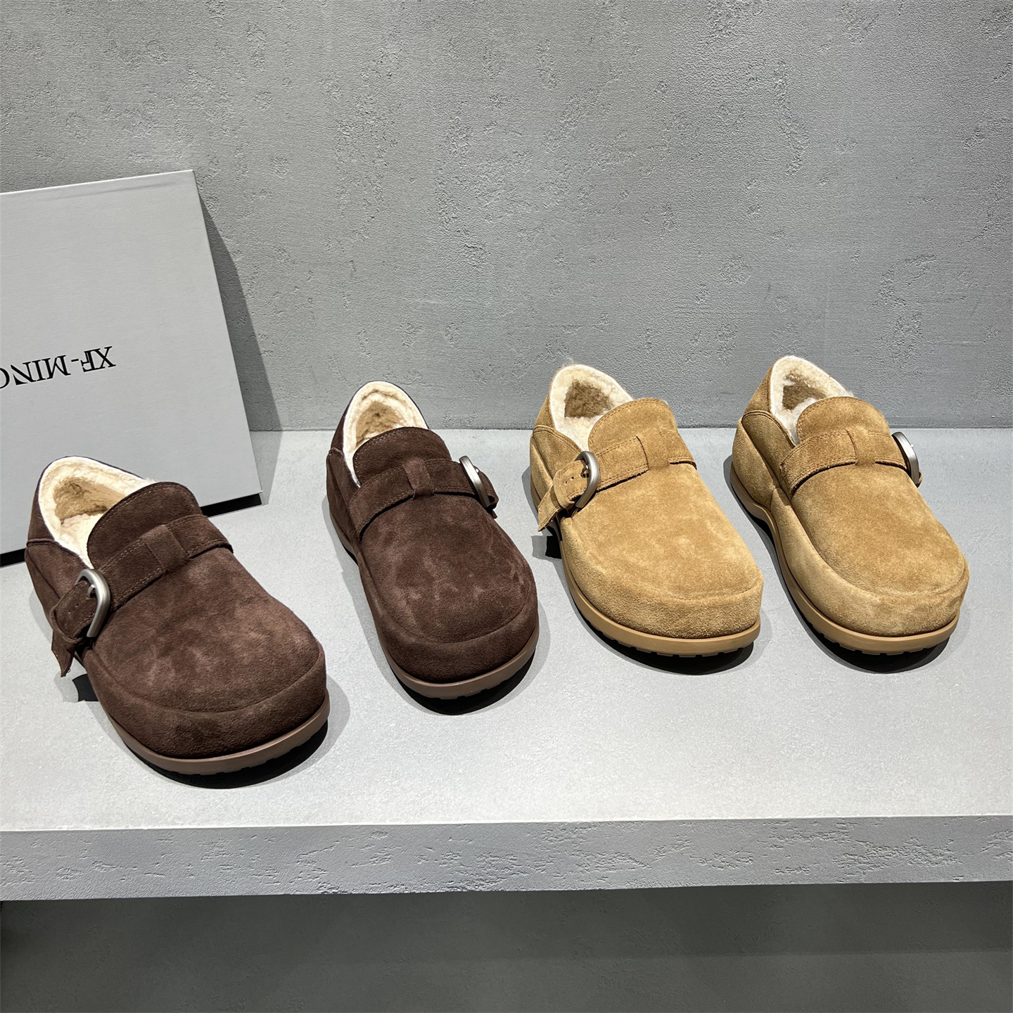 真皮厚底羊毛保暖棉鞋勃肯乐福鞋