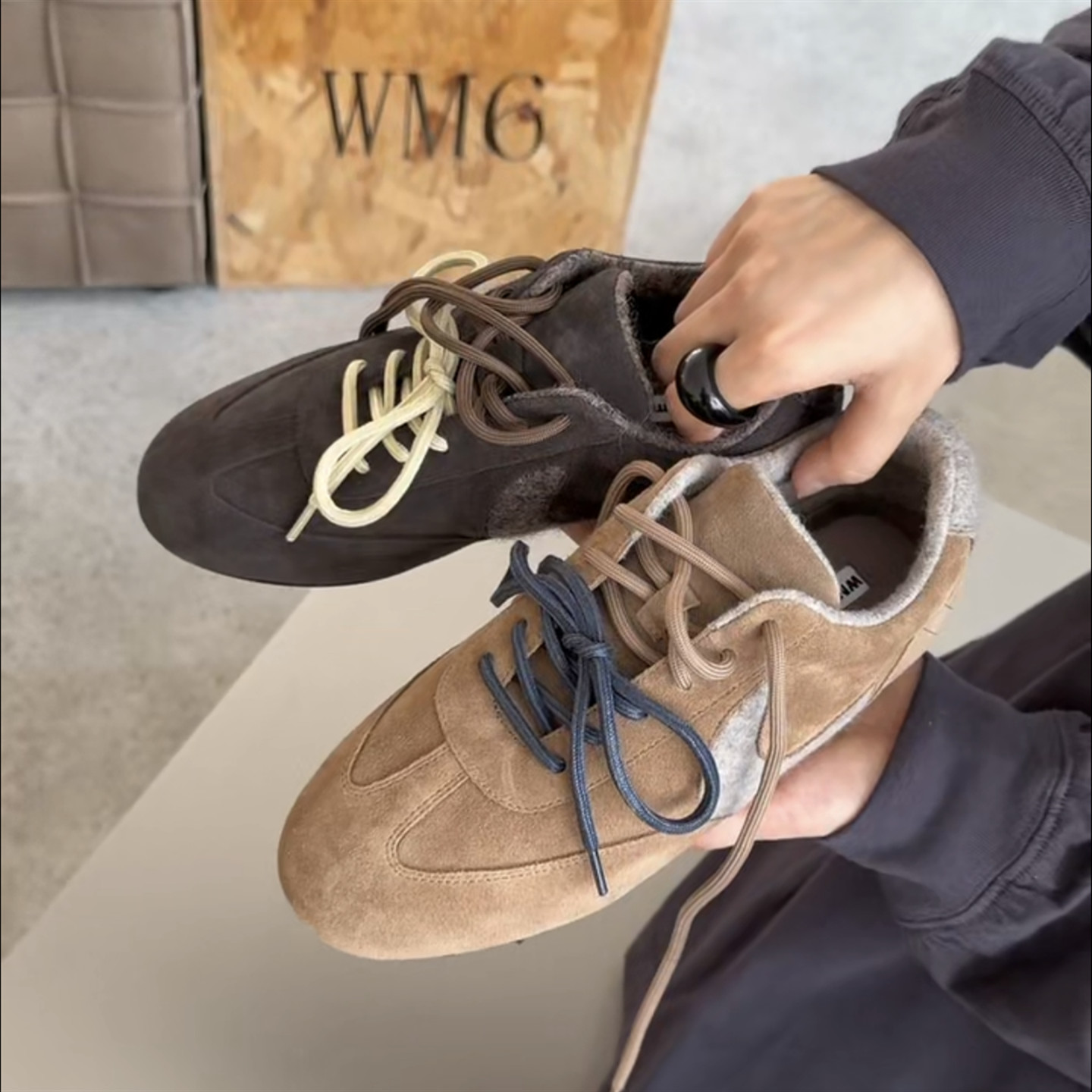 WM6真皮系带加绒德训鞋休闲板鞋
