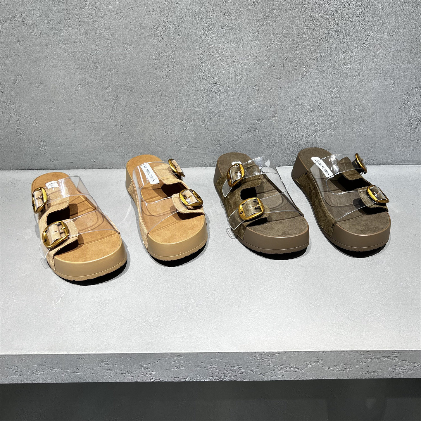 欧洲站女2026夏新款欧货真皮胶片厚底一字拖凉鞋沙滩风露趾凉拖鞋