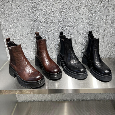 真皮厚底加绒马丁靴切尔西短靴潮