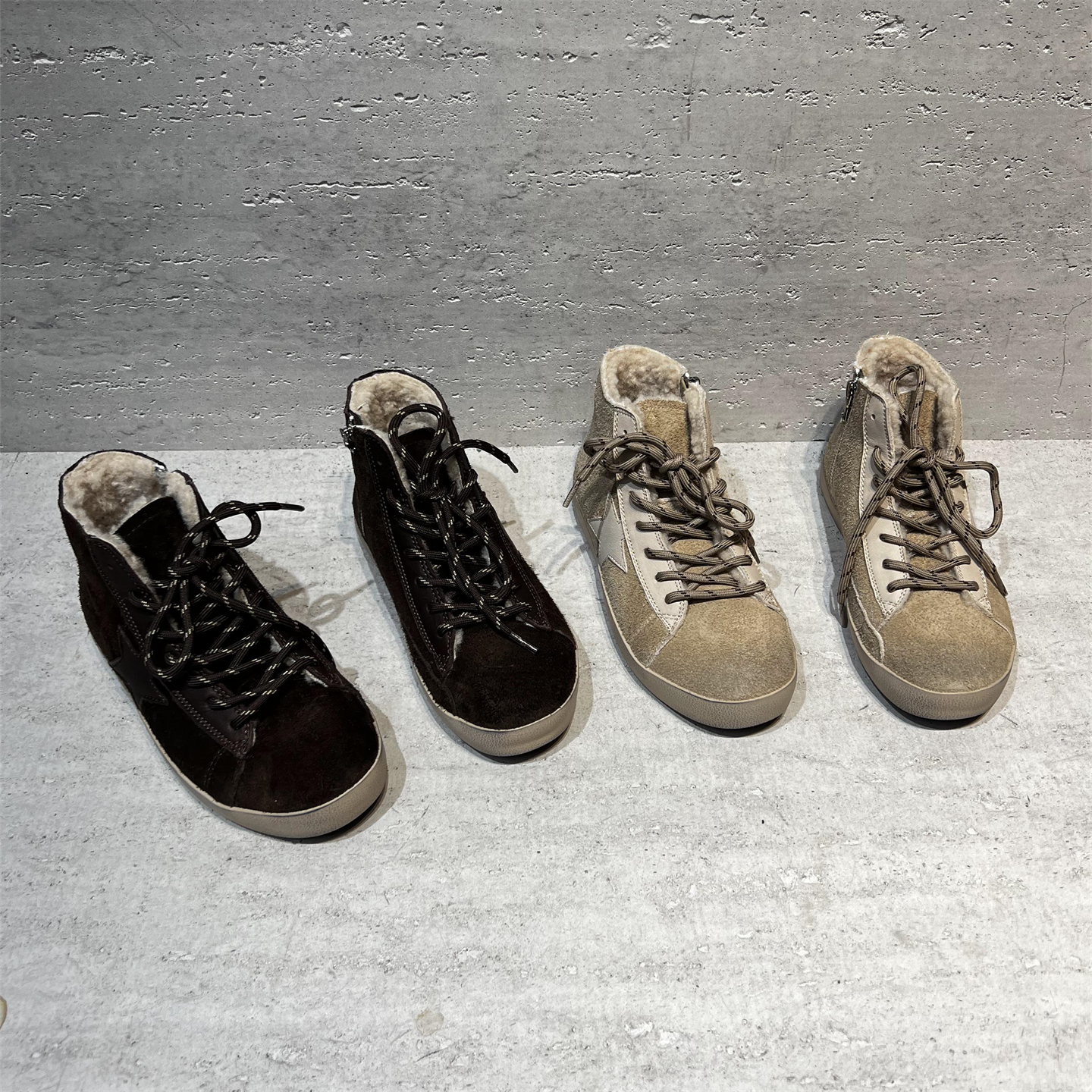 真皮系带厚底羊毛加绒保暖雪地靴