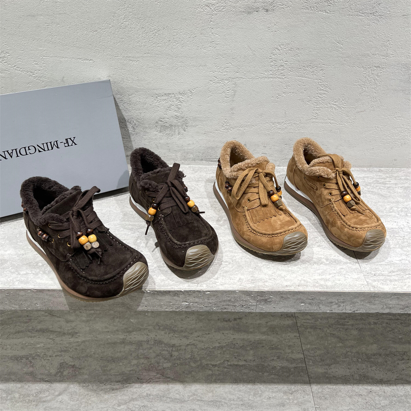 真皮系带加绒运动鞋玛丽珍棉鞋潮