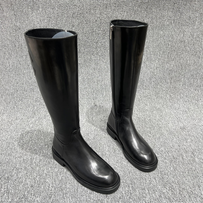 欧洲站真皮胎牛皮高筒长靴骑士靴