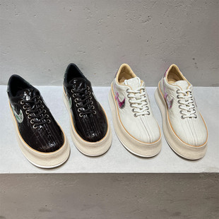 欧洲站乐魔女鞋2025秋新款欧货真皮系带厚底英伦风乐福鞋皮单鞋潮