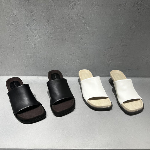 先锋名典真皮羊皮高跟漏趾凉拖鞋