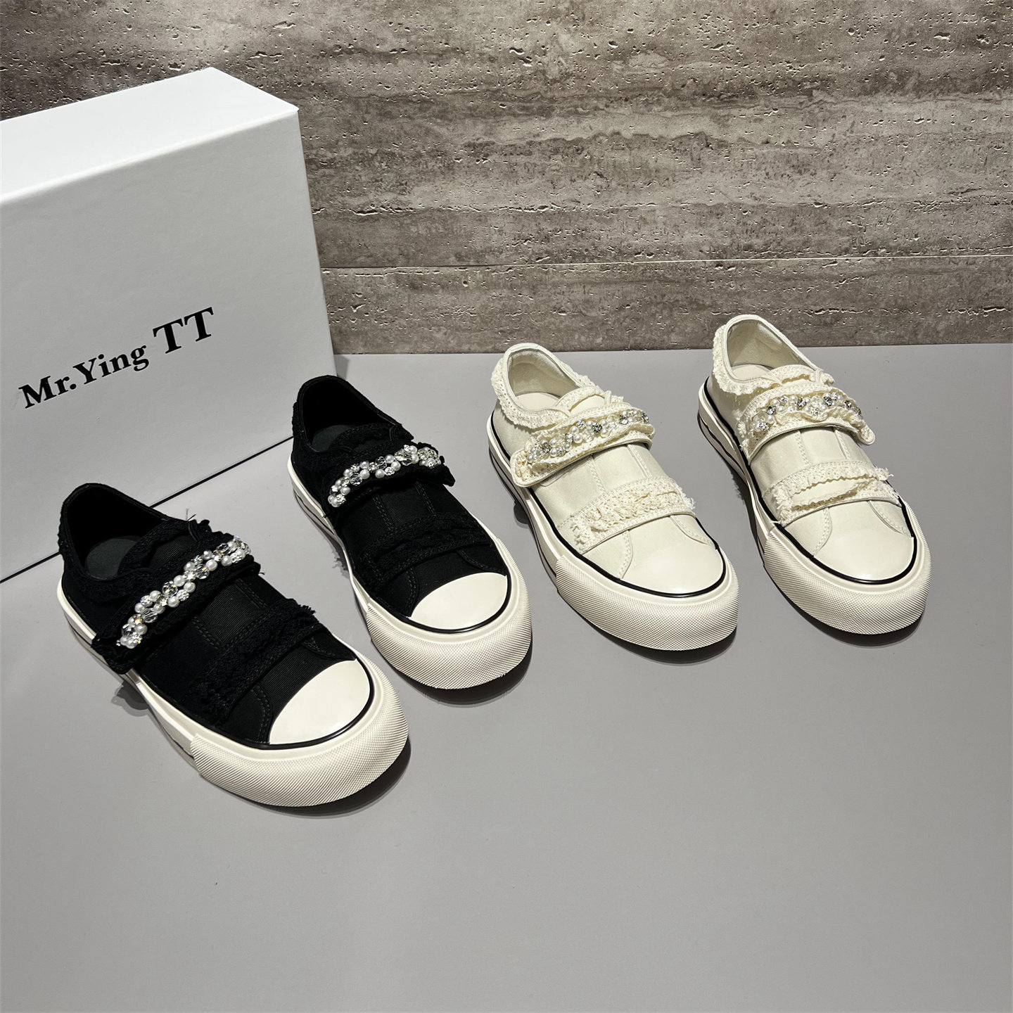 欧洲站女鞋2026春新款欧货真皮水钻厚底帆布鞋韩版时尚休闲鞋板鞋