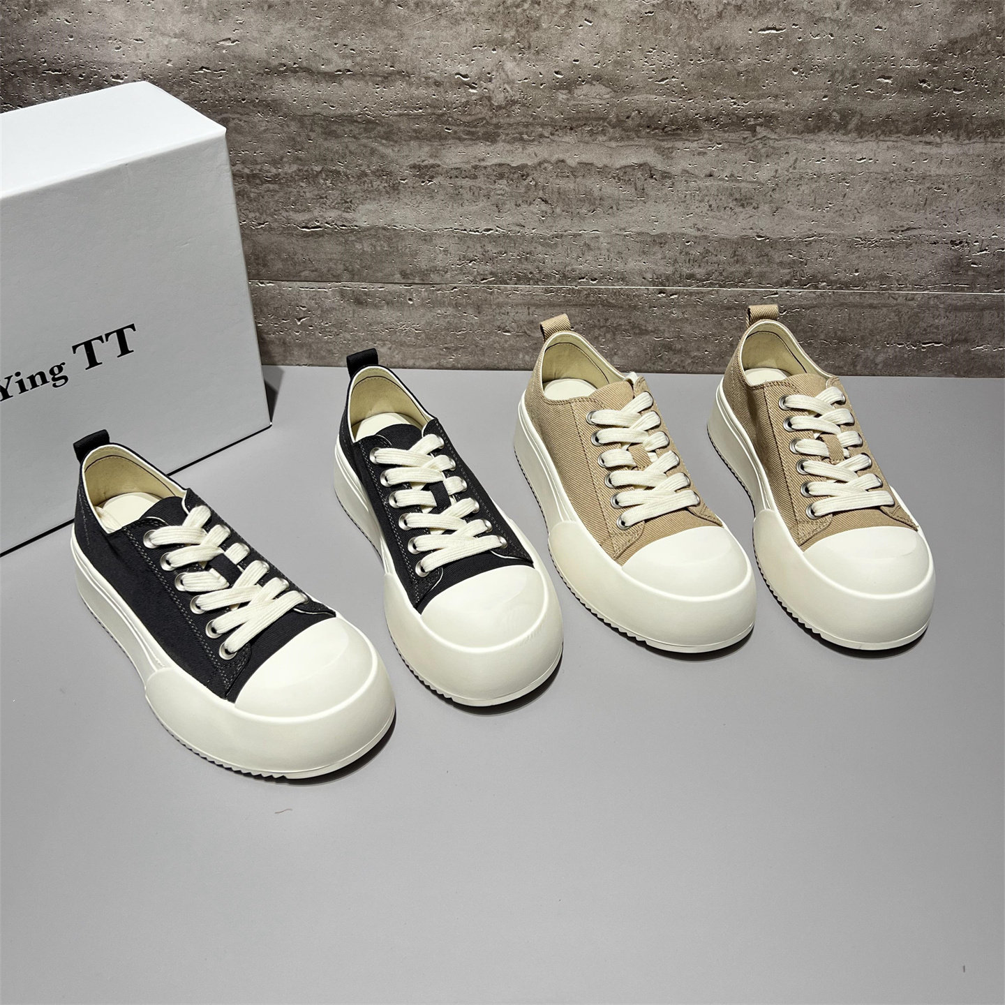 欧洲站女鞋2026春新款欧货真皮圆头系带厚底帆布鞋松糕底休闲板鞋,女鞋,休闲板鞋,淘宝优惠券,粉丝福利购,淘宝优惠卷