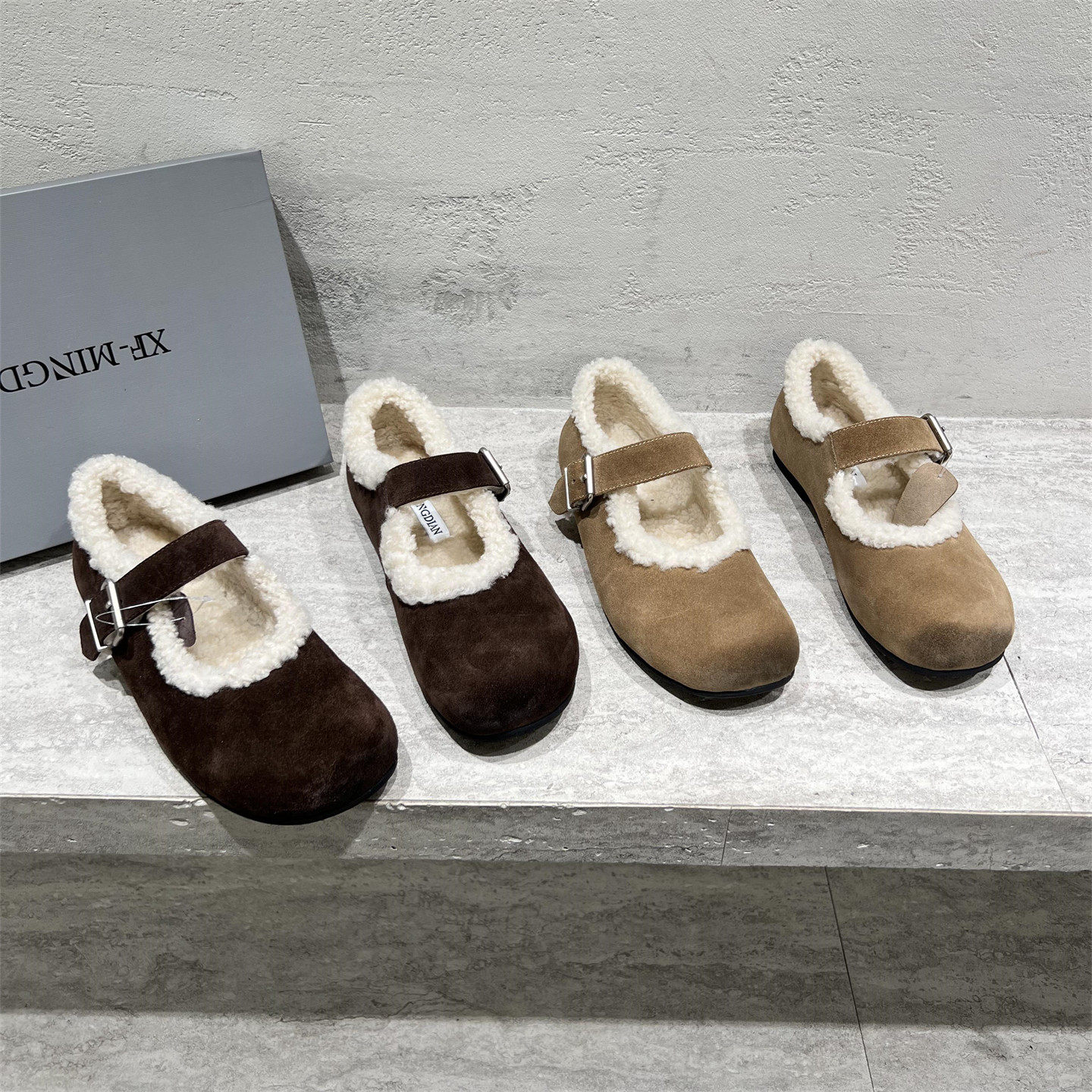 欧洲站女鞋2025秋冬新款欧货真皮一字带平底羊毛保暖棉鞋玛丽珍鞋,女鞋,玛丽珍鞋,淘宝优惠券,粉丝福利购,淘宝优惠卷